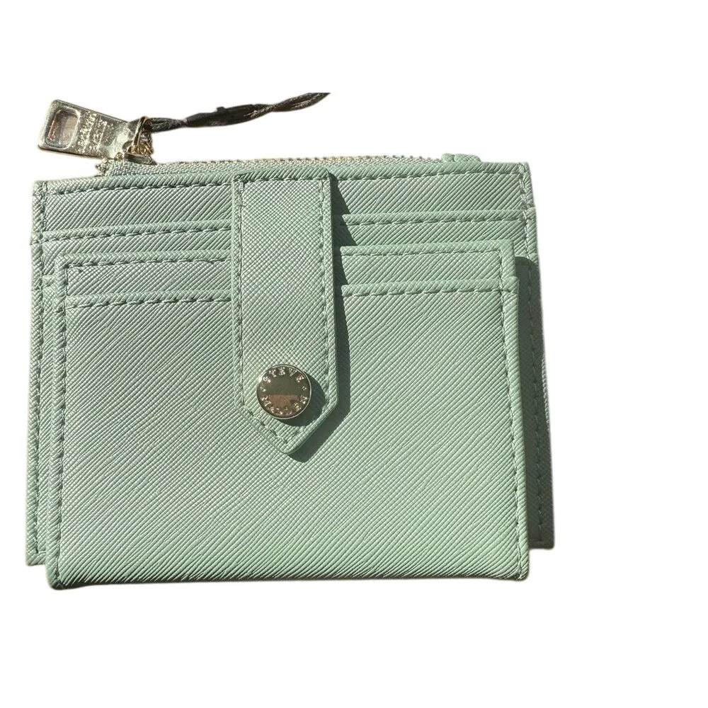 Steve Madden Bhayden Card Case‎ Sage Green Faux Leather Wallet MR116325 New